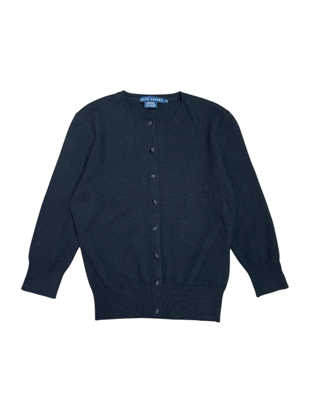 Ralph Lauren Vintage 100% Cashmere Cardigan Black Button Front Women’s Medium